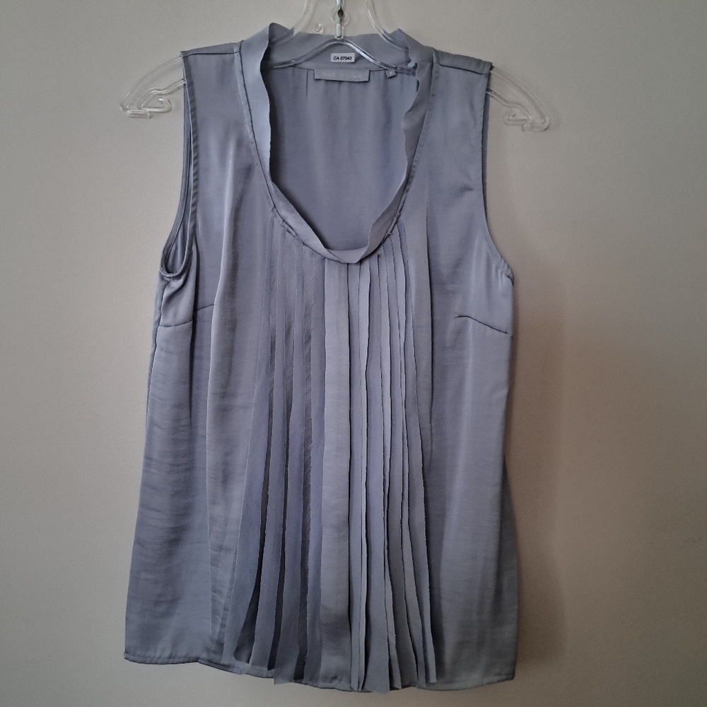 Women's Sleeveless Pleated Top - Light Blue